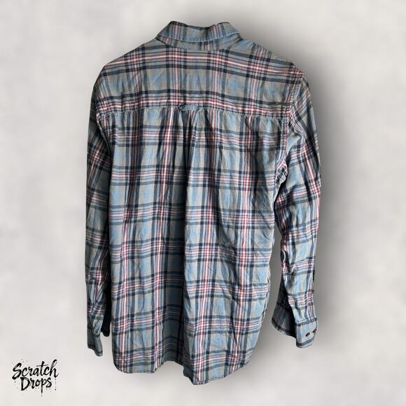 Vintage Y2K Wool Shirt Men Large Plaid Ripped Grunge Long Sleeve Button Down V08 - Picture 3 of 4
